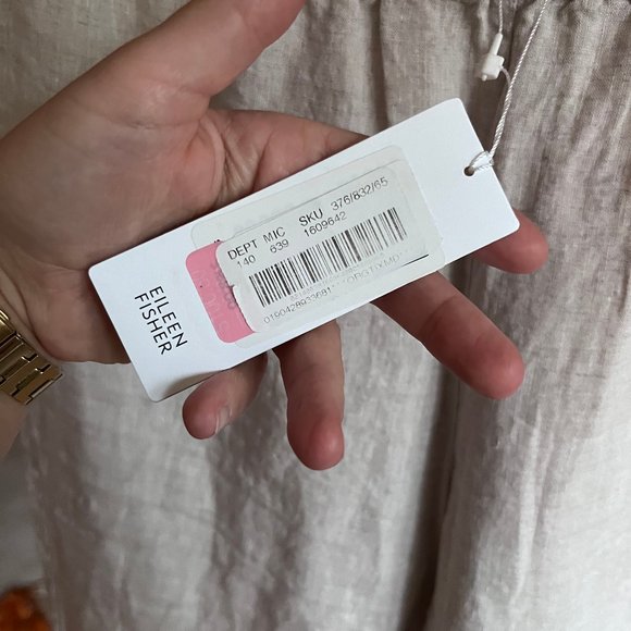 New Eileen Fisher Yarn Dyed Handkerchief Linen Pants - Picture 3 of 4